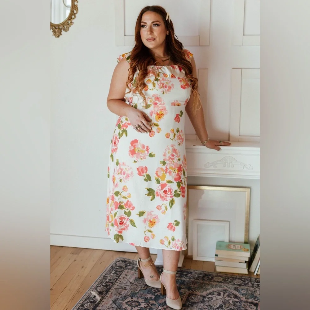 Worn Once - Sugarlips Curve Magdalena Midi Dress in Pink & W… - Picture 4 of 16